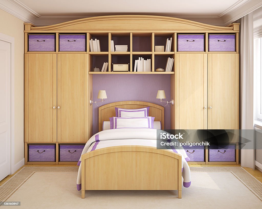 Interno della camera da letto ragazza. - Foto stock royalty-free di Accogliente