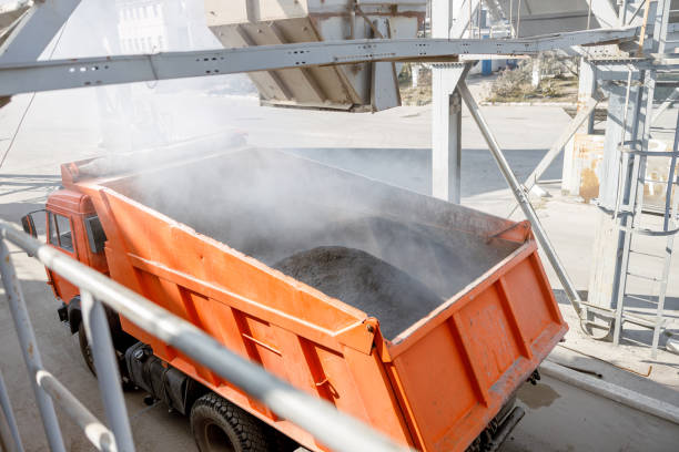 istock Truck loaded with building material in plant 1361611149