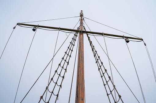 Weathered, antique photograph of tall ship