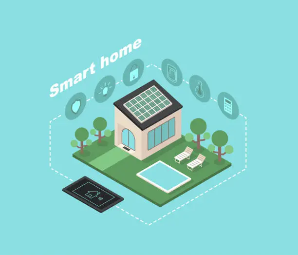 Vector illustration of Smart Home Isometric Vector