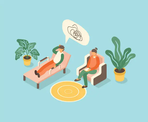 Vector illustration of Mental Health Isometric Vector