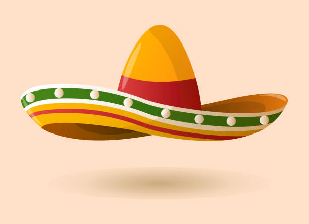 реалистичное сомбреро на розовом фоне - mexican culture cinco de mayo backgrounds sombrero stock illustrations