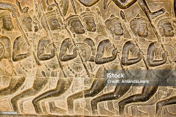 Kaurava Army Bas Relief Angkor Wat Stock Photo - Download Image Now - Weapon, Ancient, Angkor Wat