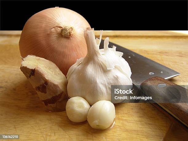 Onion Garlic Ginger Stock Photo - Download Image Now - Asia, Backgrounds, Black Color