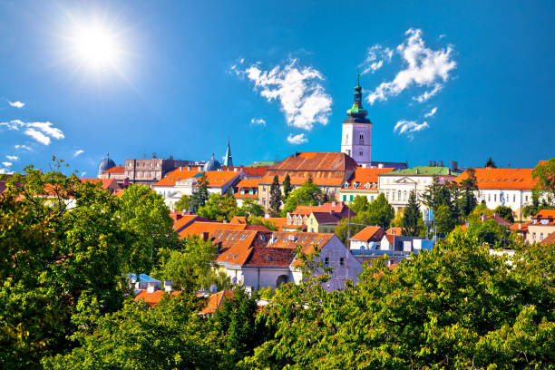 istock Zagreb historic upper town skyline colorful view 1361628092