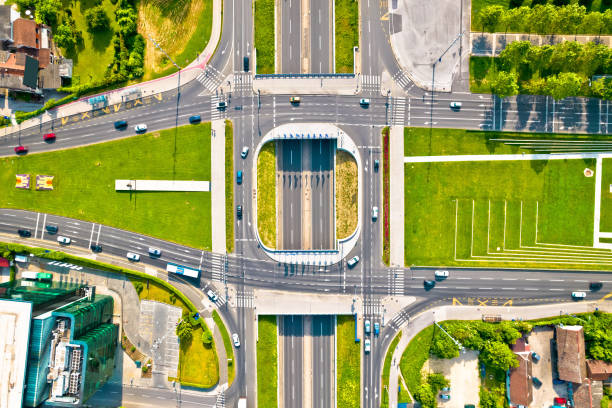 istock Zagreb. Aerial view of Zagreb intersection 1361628109