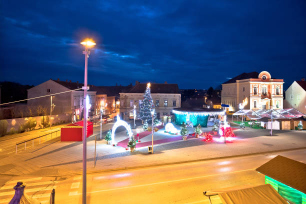 istock Town of Krizevci dawn advent light view 1361628131