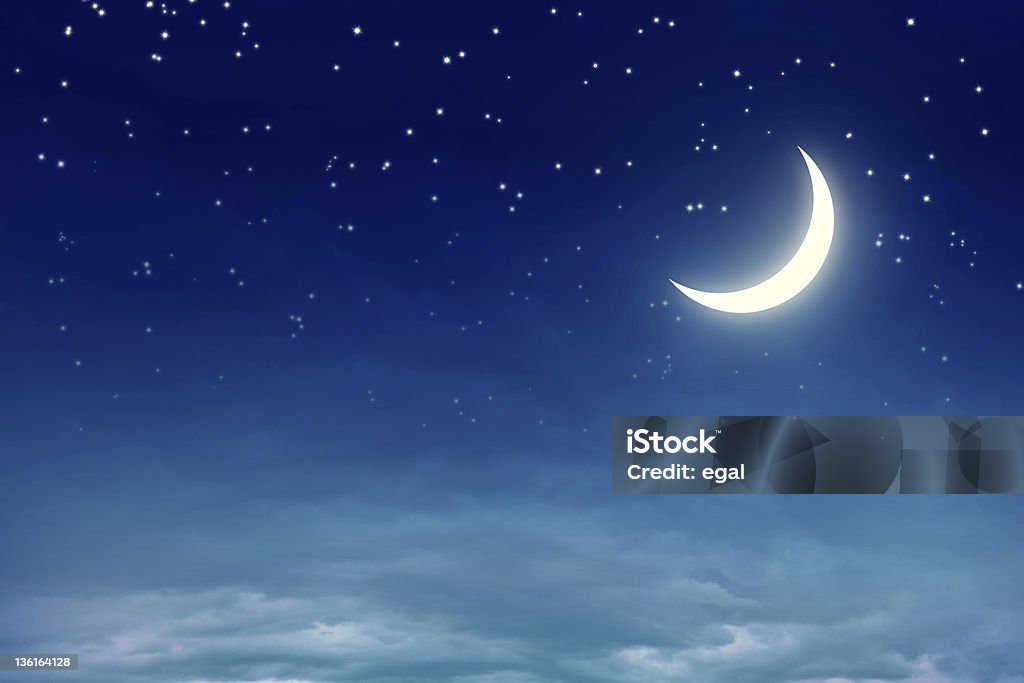 Nightly sky Nightly sky with moon and stars Astrology Stock Photo