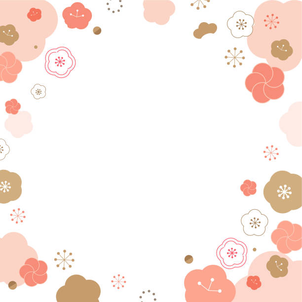 Japanese background with plum pattern Japanese background with plum pattern plum blossom stock illustrations