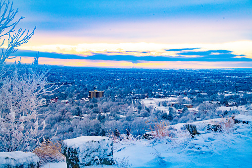 Overlooking the Rim of Billings, Montana after fresh snow.