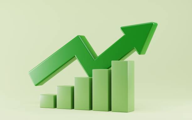 istock Growth chart diagram with incline upward arrow trend 1361658617