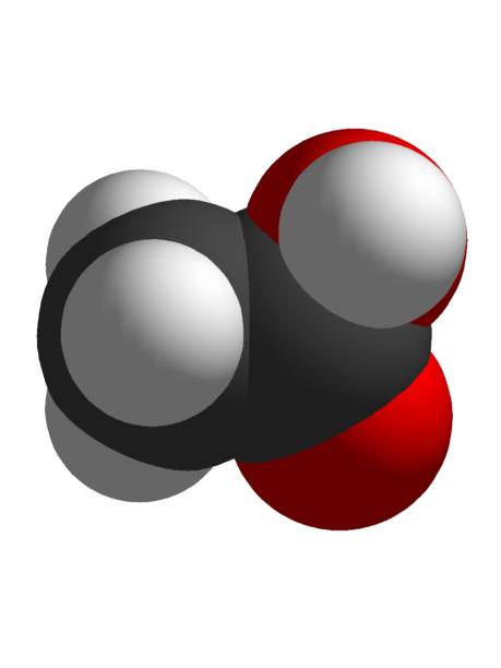 ácido acético 3d estrutura molecular de enchimento espacial isolada na molécula atômica de fundo branco - hydrogen bonding - fotografias e filmes do acervo