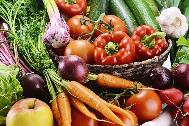 istock Composition with variety of raw vegetables 136166161