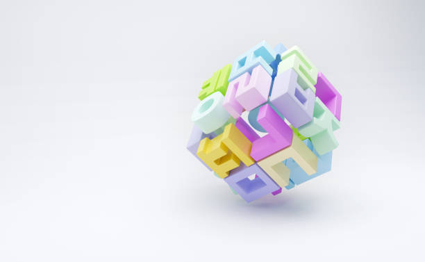 istock Abstract cube consisting of the Korean alphabet.