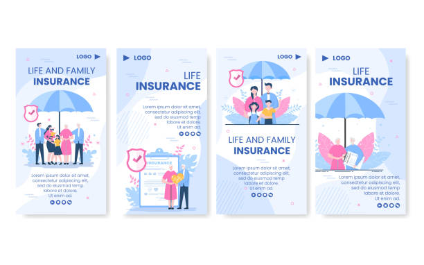 Family Life Insurance Stories Template Flat Design Editable Illustration Square Background to Social Media or Greeting Card Family Life Insurance Stories Template Flat Design Editable Illustration Square Background to Social Media or Greeting Card over fed stock illustrations