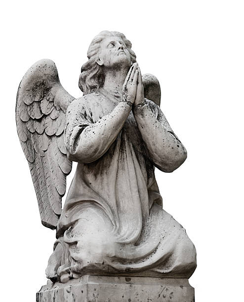 istock statue of the angel in white background 136166594