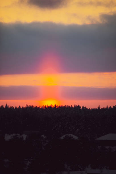 istock Bright orange sunset pillar in the sky 1361666908