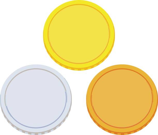 istock Gold coins, silver coins, bronze coins, gold medals, silver medals, bronze medals, three sets / illustration material (vector illustration) 1361669156