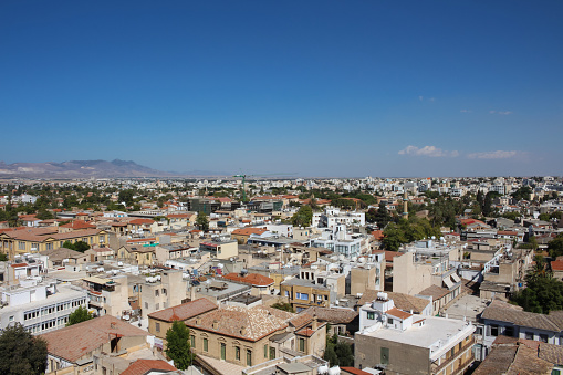 Panorama of the city of Nicosia from the observation deck of Shacolas Tower. Nicosia. Cyprus.