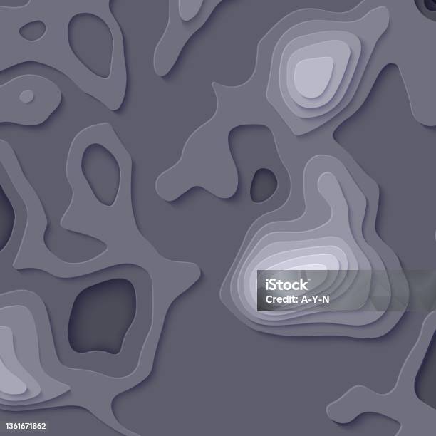 Topographic Map In Paper Cut Style 3d Abstract Background With Cut Out ...