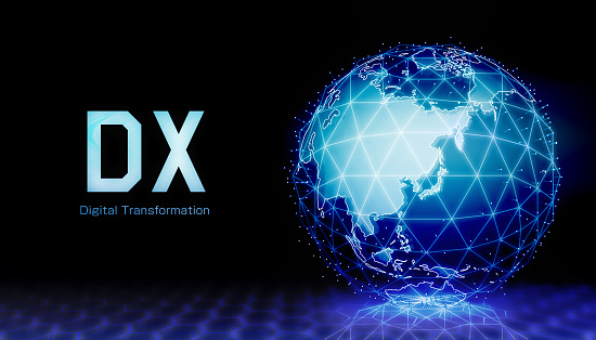 DX (Digital Transformation) motif web banner illustration
