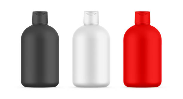 istock Blank matte cosmetic bottle with flip top cap mockup template for branding, 3d render illustration 1361681065