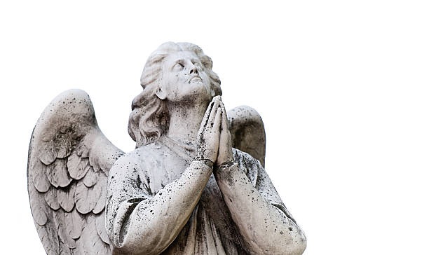 istock statue of the angel in white background 136168219