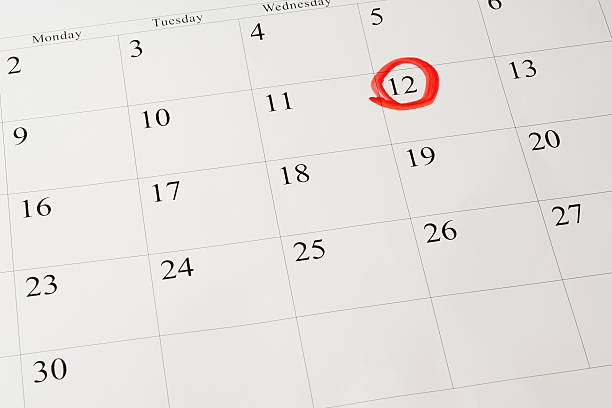 istock Setting a date on blank calendar by red pen 136168904