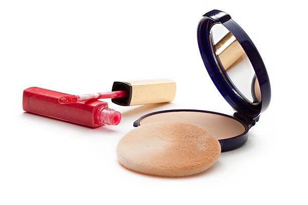 istock Make-up powder in box and lipstick 136169328
