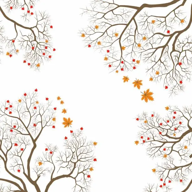 Vector illustration of Trees and autumn Vektor Background