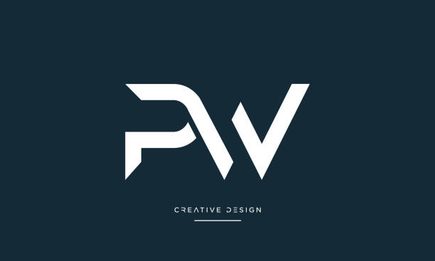 pw, wp alfabet litery abstrakcyjna ikona logo wektorowy monogram - capital letter luxury blue image stock illustrations