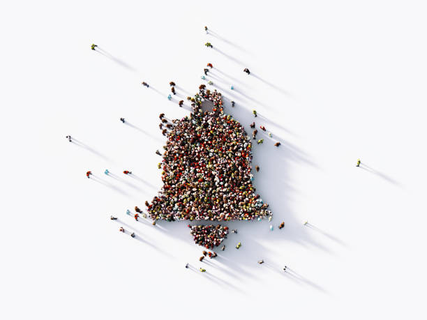 istock Subscription Concept - Human Crowd Forming A Bell Icon On White Background 1361697259