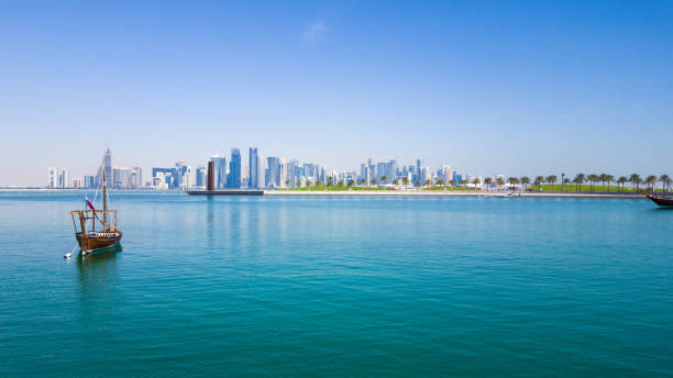 istock Doha, Qatar - skyline of Doha with dhow 1361698102