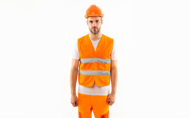 istock warehouse man worker. male road repair or construction worker isolated on white. 1361700126
