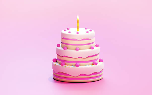3d illustration of minimal cake 3d illustration of minimal cake birthday cake stock pictures, royalty-free photos & images