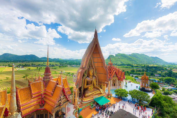 Tiger Cave Temple (Wat Tham Sua) in Kanchanaburi, Thailand is a beautiful day, so it is very popular with tourists and foreigners Tiger Cave Temple (Wat Tham Sua) in Kanchanaburi, Thailand is a beautiful day, so it is very popular with tourists and foreigners wat tham sua stock pictures, royalty-free photos & images