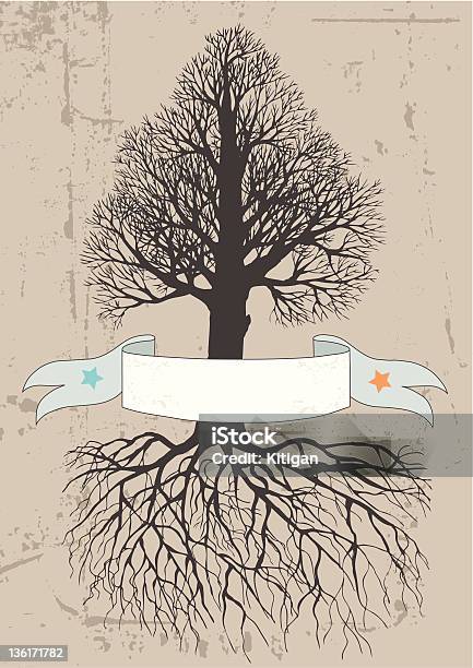 Tree Roots Banner Tree And Banner Stock Illustration - Download Image Now - Root, Tree ...