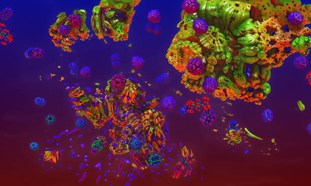 istock Fantastic explosion, splash and splatter, digital fractal art, 3d rendering 1361723017