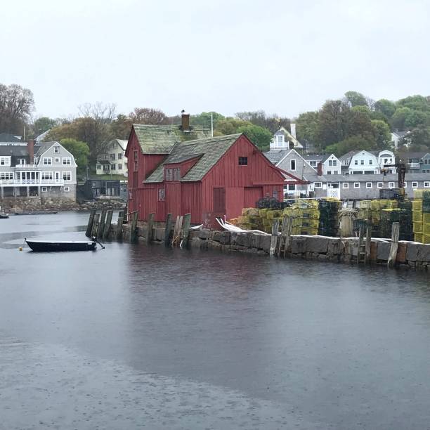Rockport, Massachusetts on a rainy day in May