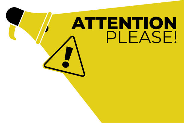 istock attention please. Yellow lettering with exclamation sign and space for copy. eps 10 1361725026