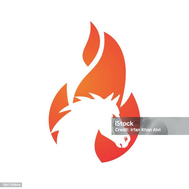 Simbol Kuda Api Membakar Kuda Dalam Template Desain Vektor Logo Api Api Ilustrasi Stok ...