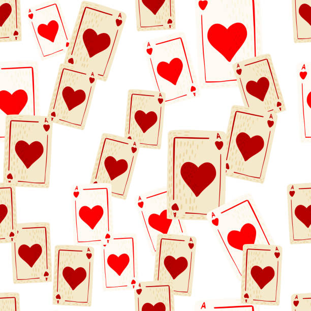 karty do gry bezszwowy wzór. zaprojektuj hazard. powtarzająca się tekstura w stylu doodle. - jack of hearts jack cards heart shape stock illustrations