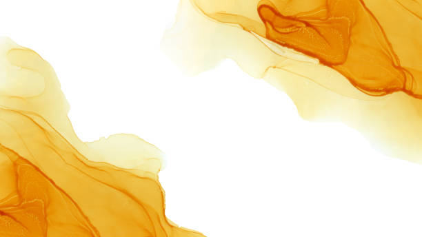 istock Orange marbled ink banner background with copy space. 1361747523