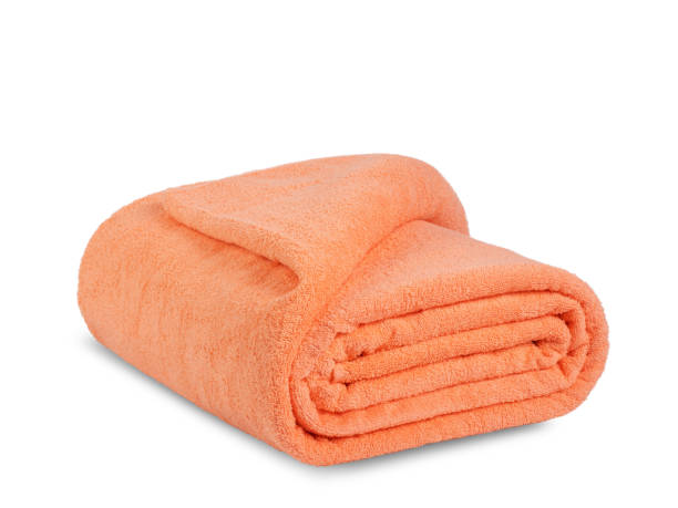 istock terry bath towels and sheets made of cotton, clipping isolate on a white background 1361748815