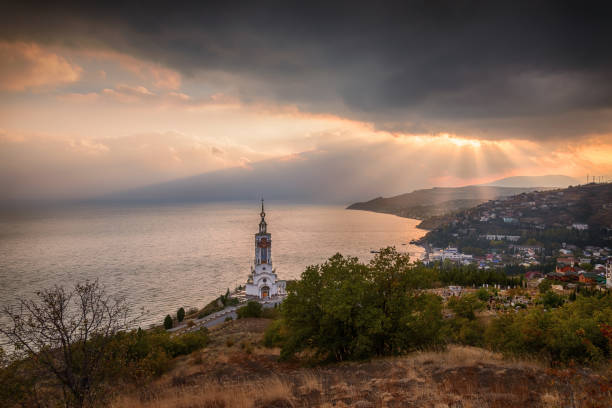Memorial to victims on the waters of Crimea. Temple of Lighthouse St. Nicholas of Myra