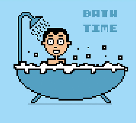 Bath time pixel illustration