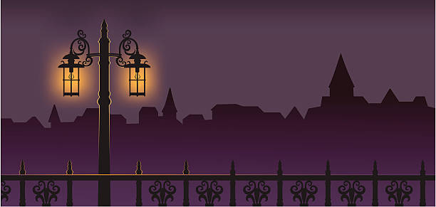 Lamppost at Night vector art illustration