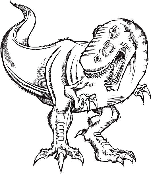 Sketch Doodle Tyrannosaurus Dinosaur vector art illustration
