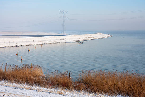 dutch waterland en invierno - frozen cold lake reed fotografías e imágenes de stock
