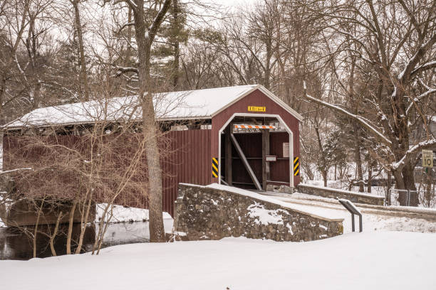 istock Zook's Mill Red Covered Bridge after Snow 1361757840